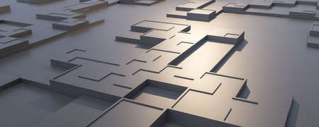 abstract futuristic metallic technology surface 3d render illustration