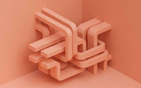 Abstract orange geometric shape background 3d render illustrationの写真素材