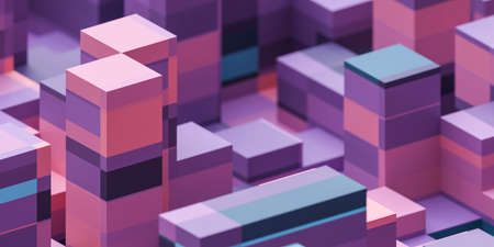 abstract red geometric shape cube design 3d render illustration