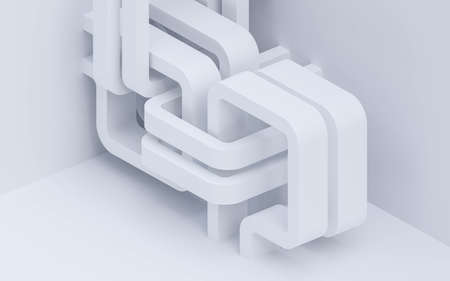 White abstract geometric shape background 3d render illustrationの写真素材