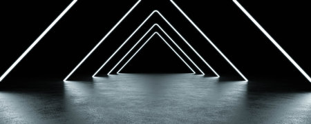 futuristic dark industrial cyber punk sci-fi background 3d render illustrationの写真素材