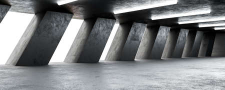 abstract dark concrete building interior with bright daylight 3d render illustration
