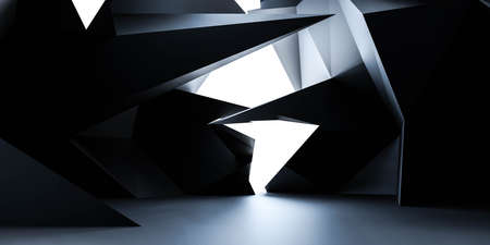 abstract polygon cube architecture 3d render illustration