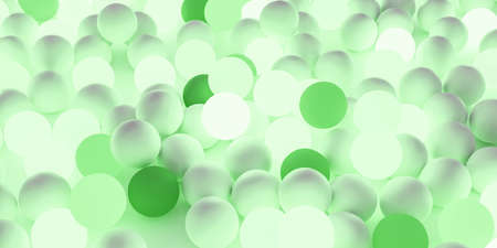 abstract white balls spheres with green led lighting 3d render illustrationの写真素材