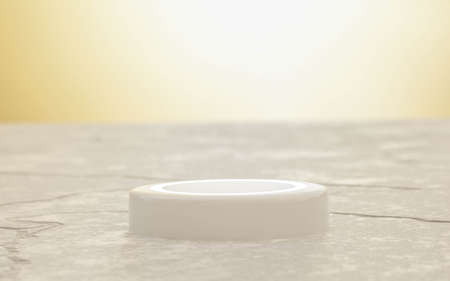 white podium product showcase product stand podium 3d render illustrationの写真素材
