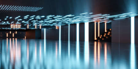 digital technology surface interior 3d render illustrationの写真素材