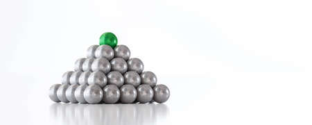 pyramid with metal balls human ressources selection process concept 3d render illustration