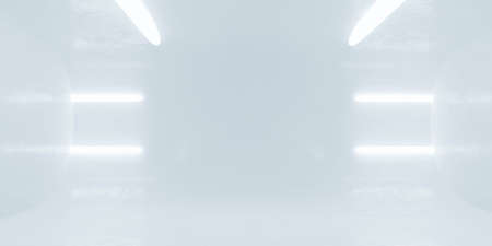 Abstract empty white interior futuristic studio room 3d render illustrationの写真素材