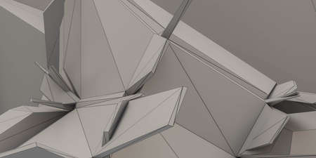 abstract futuristic technology polygon background with different shades of grey 3d render illustrationの写真素材