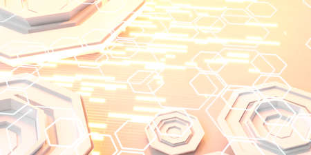 abstract geometric shape hexagon technology concept wallpaper 3d render illustration