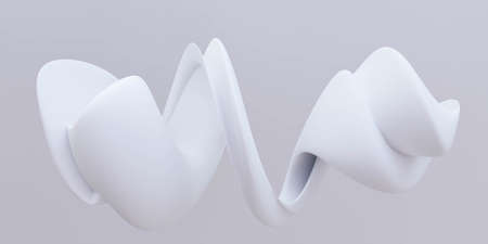 abstract white geometric organic round shape 3d render illustrationの写真素材