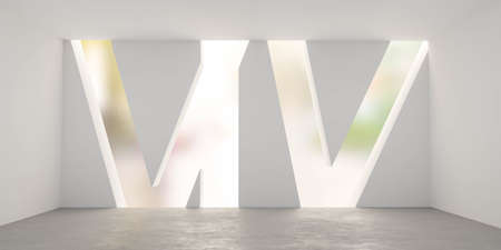abstract white empty studio with day lighting 3d render illustrationの写真素材