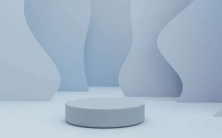 abstract baby blue podium for product presentation 3d rendering illustrationの写真素材