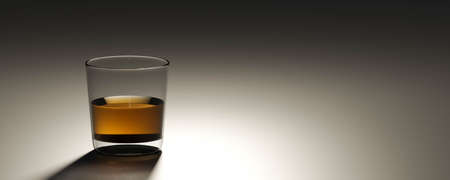 scotch whiskey glass bourbon single malt dark background 3d render illustrationの写真素材