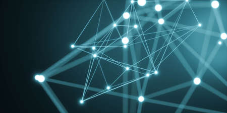 dark blue abstract futuristic technology web network connectivity concept 3d render illustrationの写真素材