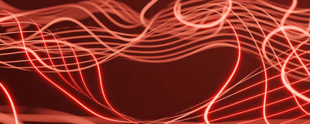 red glowing laser abstract organic curve lines blur background wallpaper 3d render illustrationの写真素材
