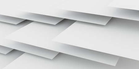 abstract white plates minimalistic design background wallpaper backdrop 3d render illustrationの写真素材