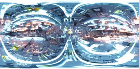360 degree full panorama environment map of abstract silicon ocmputer hardware chip technology...