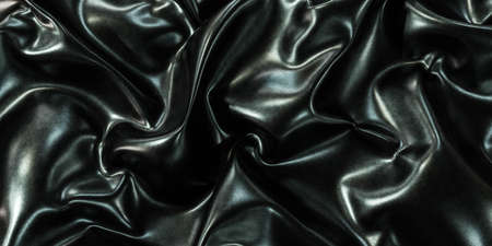abstract liquid fluid black metal folded metal surface with scratches and imperfections 3d render illustrationの写真素材