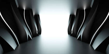 dark abstract basement tunnel interior 3d render illustrationの写真素材