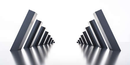 black columns on bright white environment background space 3d render illustrationの写真素材