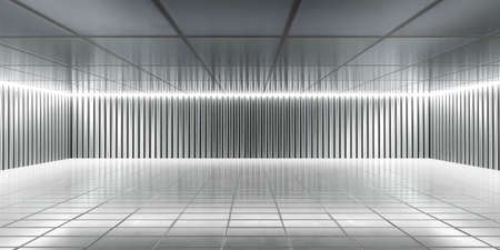 industrial metal wall shed hall interior 3d render illustrationの写真素材