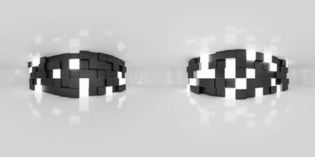 360 degree full panorama environment map of abstract empty cube wall room with black and white geometric shape walls 3d render illustration hdri hdr vr virtual realityの写真素材