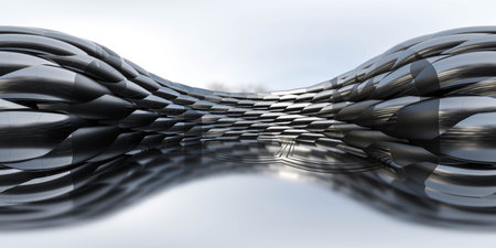 360 degree full panorama environment map of metallic walls abstract environment with sky 3d render illustration hdri hdr vr virtual realityの写真素材
