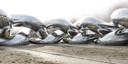 metallic walls abstract environment with concrete floor and sky 3d render illustrationの写真素材