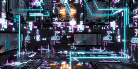 futuristic computer surface environment studio 3d render illustration
