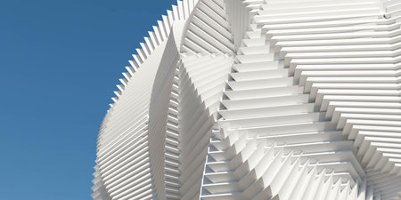 abstract white architecture element building in front of blue sky 3d render illustration