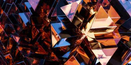 Photo of shiny objects up close, reflecting light and color 3d render illustrationの写真素材