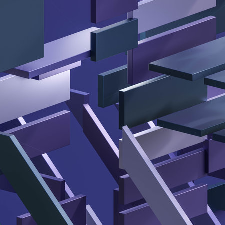 violet blue abstract geometric shape 3d render illustration