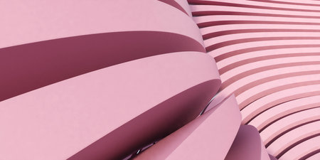 modern architecture building with a unique curved design 3d render illustrationの写真素材