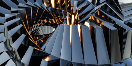 detailed close-up view of a metallic object 3d render illustration