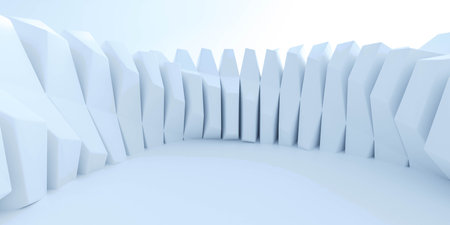 abstract white background with white cubic wall 3d render illustrationの写真素材