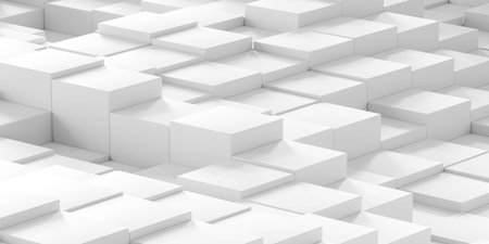 minimalist art installation featuring a grid of white cubes 3d render illustrationの写真素材