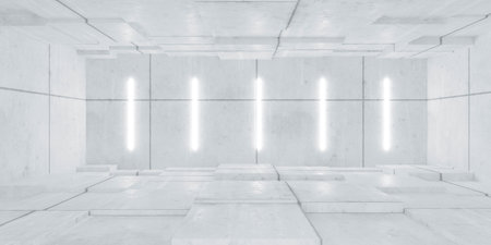 minimalist white room with ambient lighting 3d render illustrationの写真素材