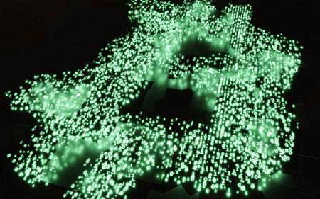 a bitcoin logo consisting of digits 3d render illustration