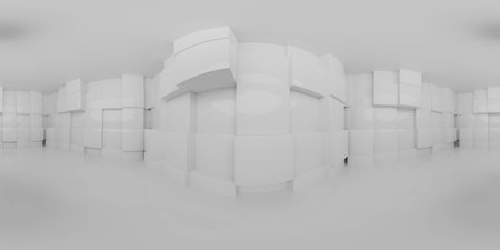 A Serene Oasis: A White Room with Airy Ambiance and Minimalistic Designs 3d render illustration 360 degree full panorama environment map 3d render illustration hdri hdr vr virtual reality contentの写真素材