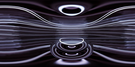 White Room with Circular Light With a Podium, Simple Setup for Presentations, Speeches, Events 3d render illustration 360 panorama vr environment mapの写真素材