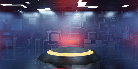 A Room With a presentation stand podium on Floor, Simple and Striking Interior Design 3d render...