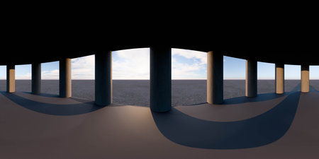 Stunning sunset View From Inside column Building 360 panorama vr environment map