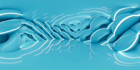 blue empty abstract futuristic room 360 panorama vr environment mapの写真素材