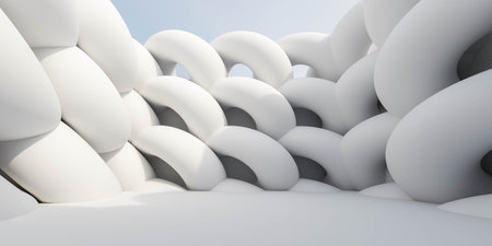 futuristic topless building with sky 3d render illustration