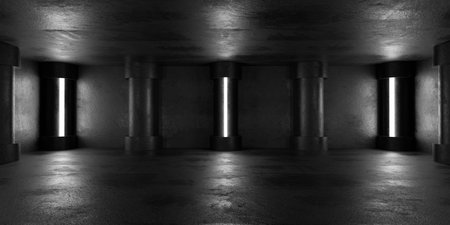 a dark concrete empty Room 3d render illustrationの写真素材