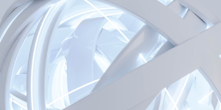 Close-Up of abstract futuristic round object on White Background 3d render illustrationの写真素材