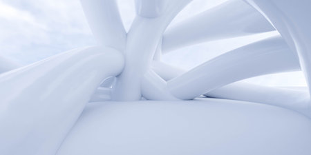 Close Up of White Sculpture With Sky Background 3d render illustrationの写真素材