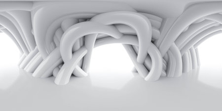 Close up of white futuristic building on white surface 360 panorama vr environment mapの写真素材
