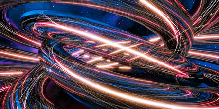 abstract glowing curve geometric shapes 3d render illustration wallpaper background